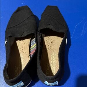 Toms Kids Black Slip-On Canvas Shoes